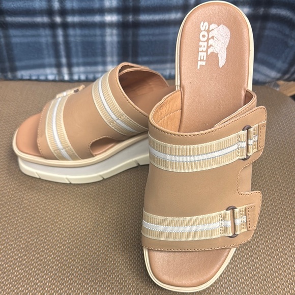Sorel Tan Double-Strap Sandals with Cushioned Footbed - Picture 2 of 5